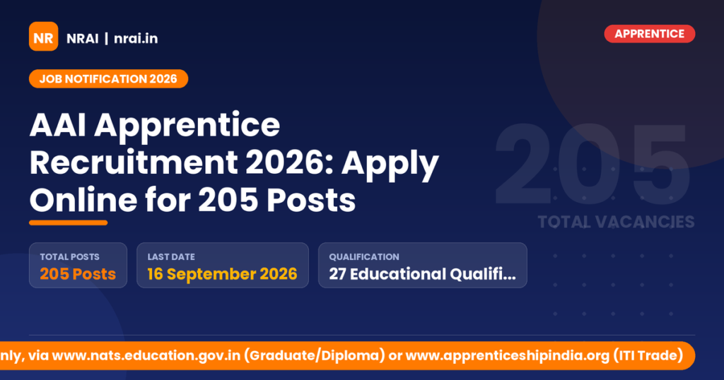 AAI Apprentice Recruitment 2026: Apply Online for 205 Posts - NRAI nrai.in
