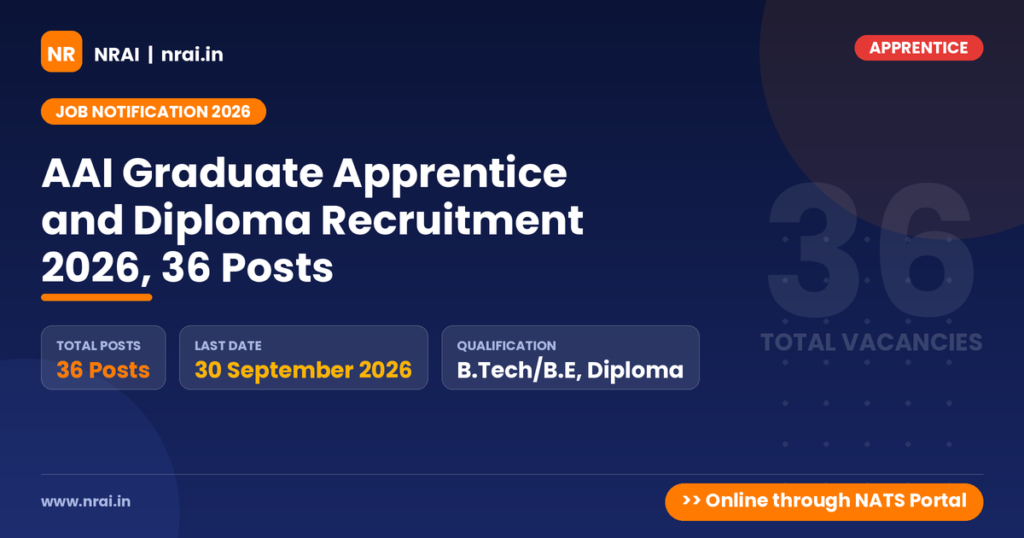AAI Graduate Apprentice and Diploma Recruitment 2026, 36 Posts - NRAI nrai.in