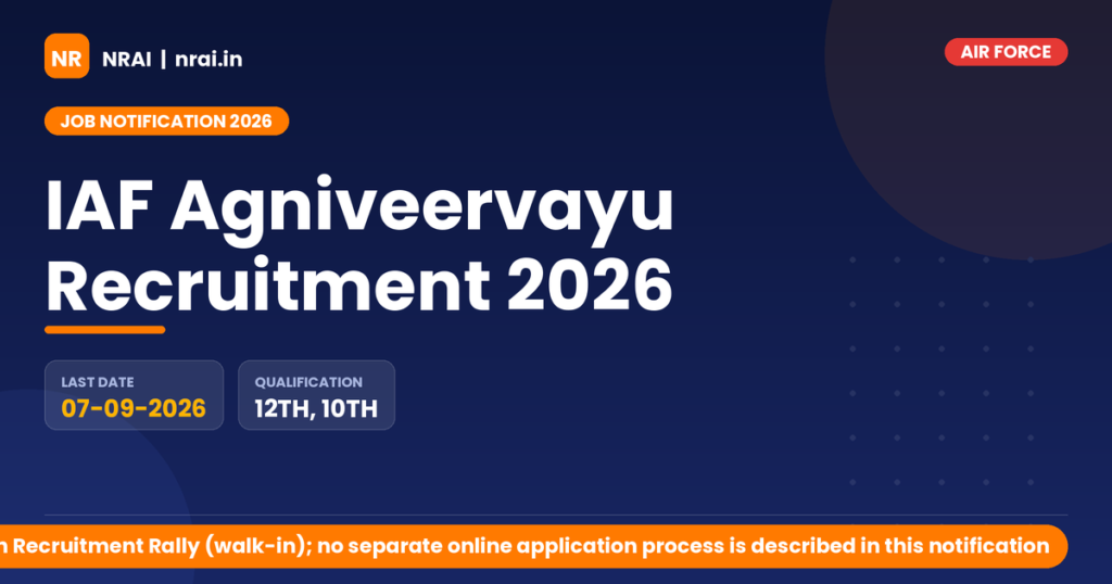 IAF Agniveervayu Recruitment 2026 - NRAI nrai.in