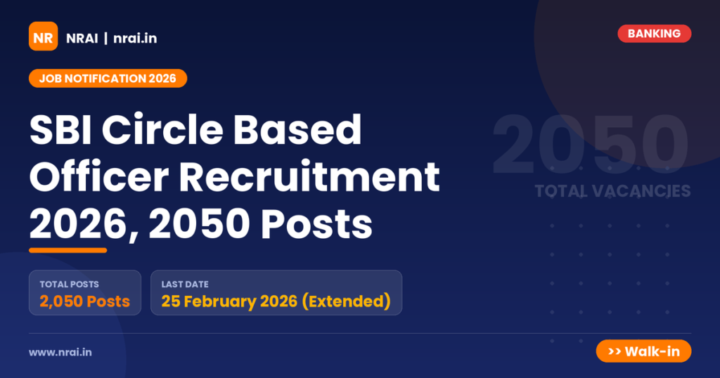 SBI Circle Based Officer Recruitment 2026, 2050 Posts - NRAI nrai.in