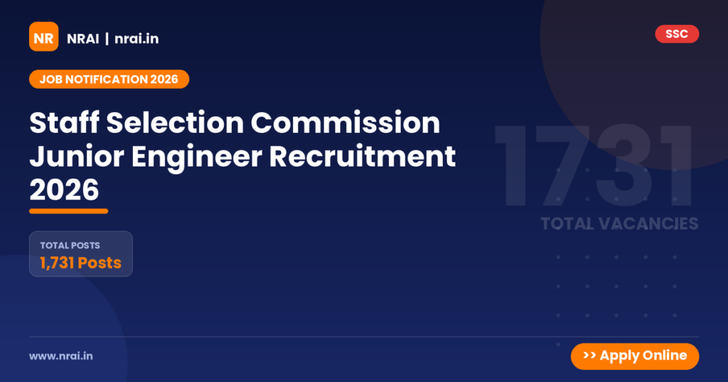 Staff Selection Commission Junior Engineer Recruitment 2026 - NRAI nrai.in
