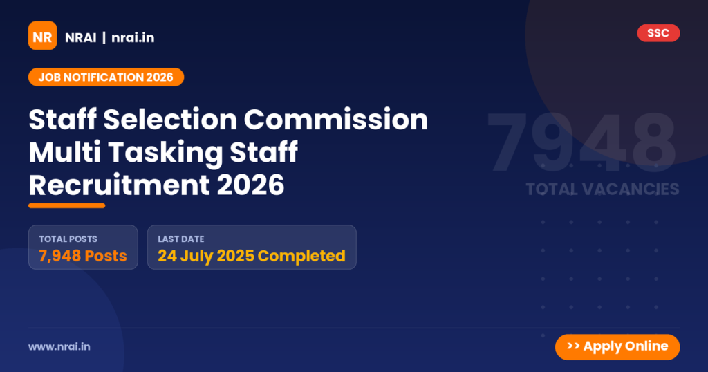 Staff Selection Commission Multi Tasking Staff Recruitment 2026 - NRAI nrai.in