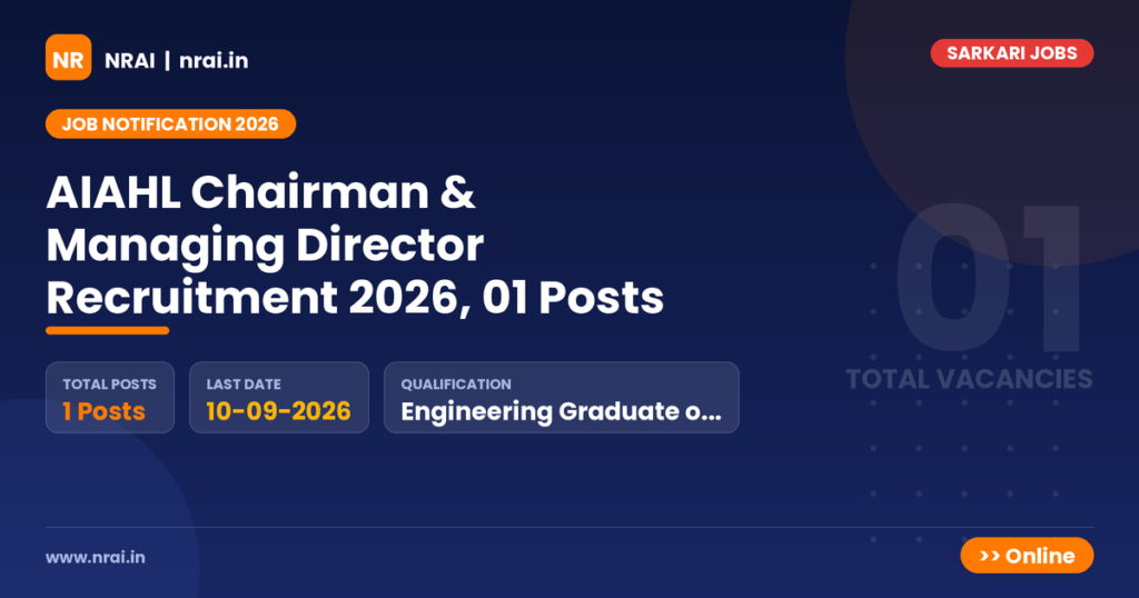 AIAHL Chairman & Managing Director Recruitment 2026, 01 Posts - NRAI nrai.in