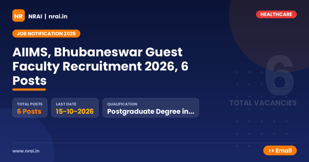 AIIMS, Bhubaneswar Guest Faculty Recruitment 2026, 6 Posts - NRAI nrai.in