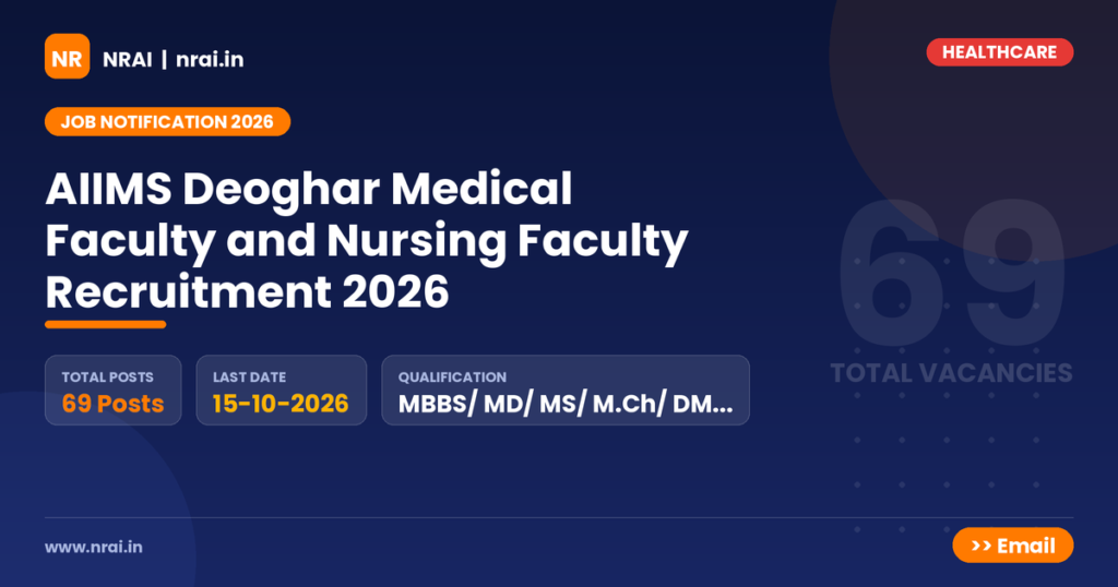AIIMS Deoghar Medical Faculty and Nursing Faculty Recruitment 2026 - NRAI nrai.in