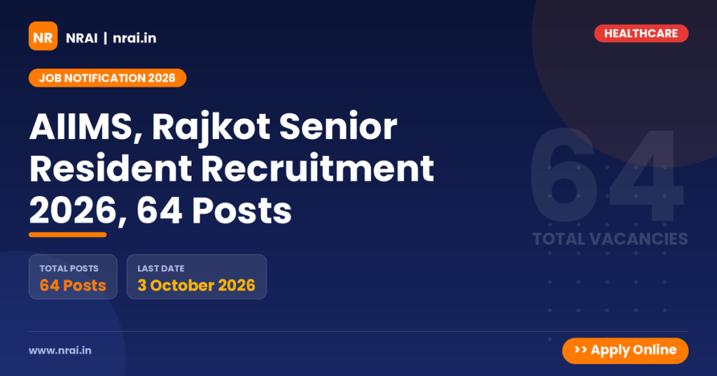 AIIMS, Rajkot Senior Resident Recruitment 2026, 64 Posts - NRAI nrai.in