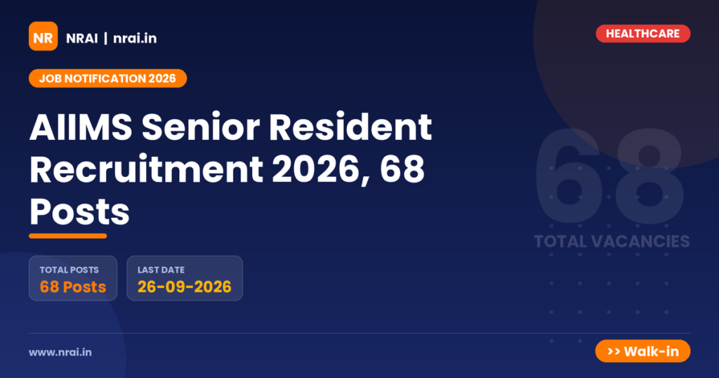 AIIMS Senior Resident Recruitment 2026, 68 Posts - NRAI nrai.in