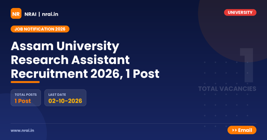 Assam University Research Assistant Recruitment 2026, 1 Post - NRAI nrai.in