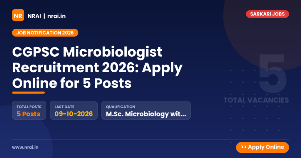 CGPSC Microbiologist Recruitment 2026: Apply Online for 5 Posts - NRAI nrai.in