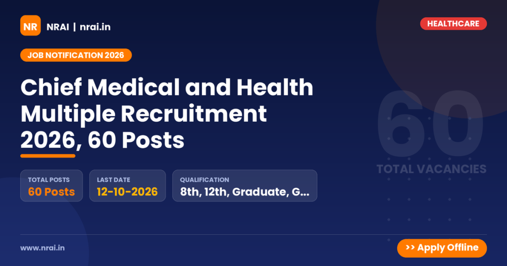 Chief Medical and Health Multiple Recruitment 2026, 60 Posts - NRAI nrai.in
