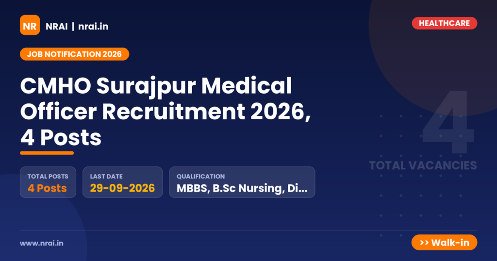 CMHO Surajpur Medical Officer Recruitment 2026, 4 Posts - NRAI nrai.in
