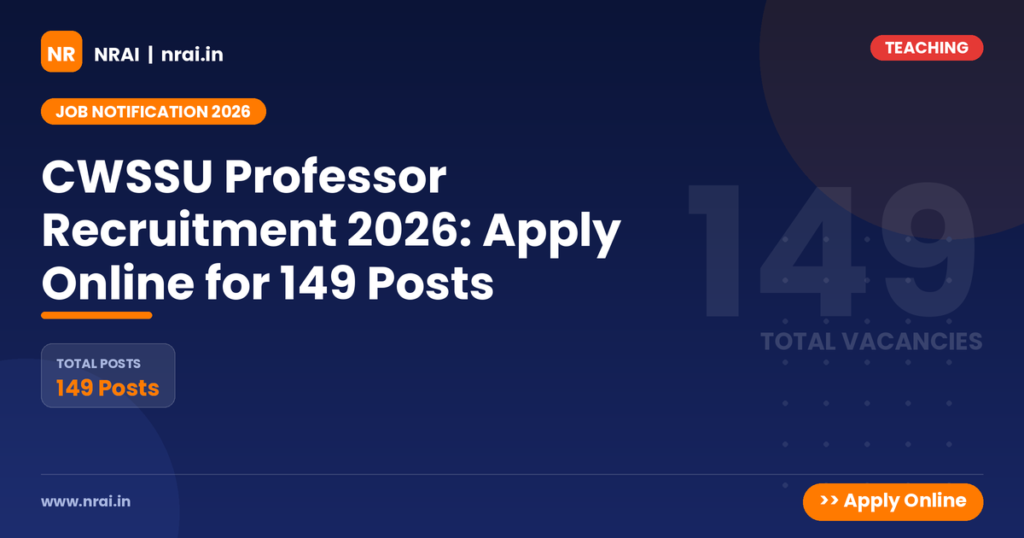 CWSSU Professor Recruitment 2026: Apply Online for 149 Posts - NRAI nrai.in