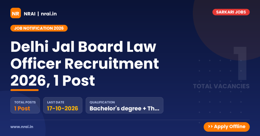 Delhi Jal Board Law Officer Recruitment 2026, 1 Post - NRAI nrai.in