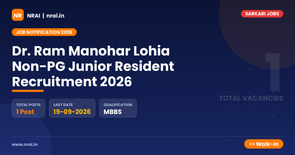 Dr. Ram Manohar Lohia Non-PG Junior Resident Recruitment 2026 - NRAI nrai.in