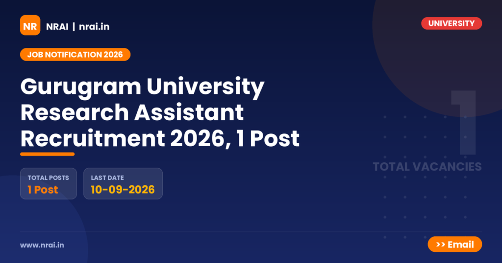 Gurugram University Research Assistant Recruitment 2026, 1 Post - NRAI nrai.in