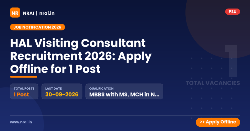 HAL Visiting Consultant Recruitment 2026: Apply Offline for 1 Post - NRAI nrai.in