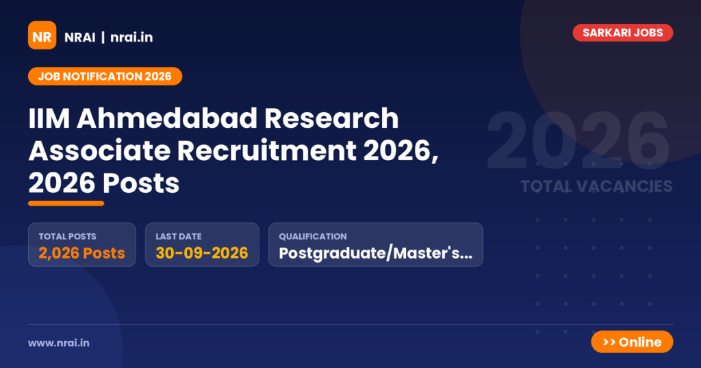 IIM Ahmedabad Research Associate Recruitment 2026, 2026 Posts - NRAI nrai.in