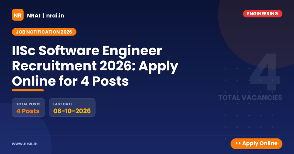 IISc Software Engineer Recruitment 2026: Apply Online for 4 Posts - NRAI nrai.in
