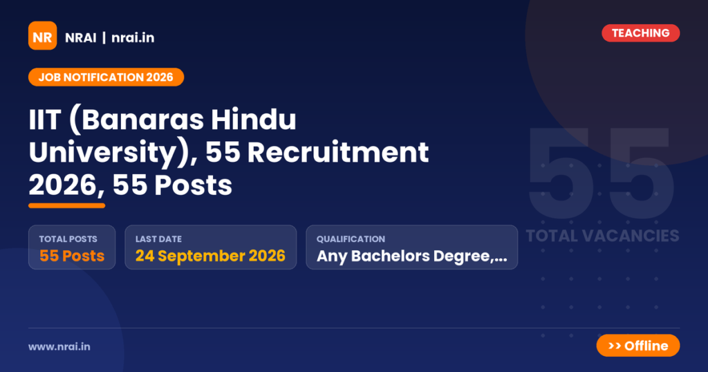 IIT (Banaras Hindu University), 55 Recruitment 2026, 55 Posts - NRAI nrai.in