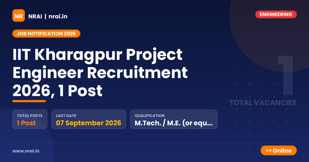 IIT Kharagpur Project Engineer Recruitment 2026, 1 Post - NRAI nrai.in