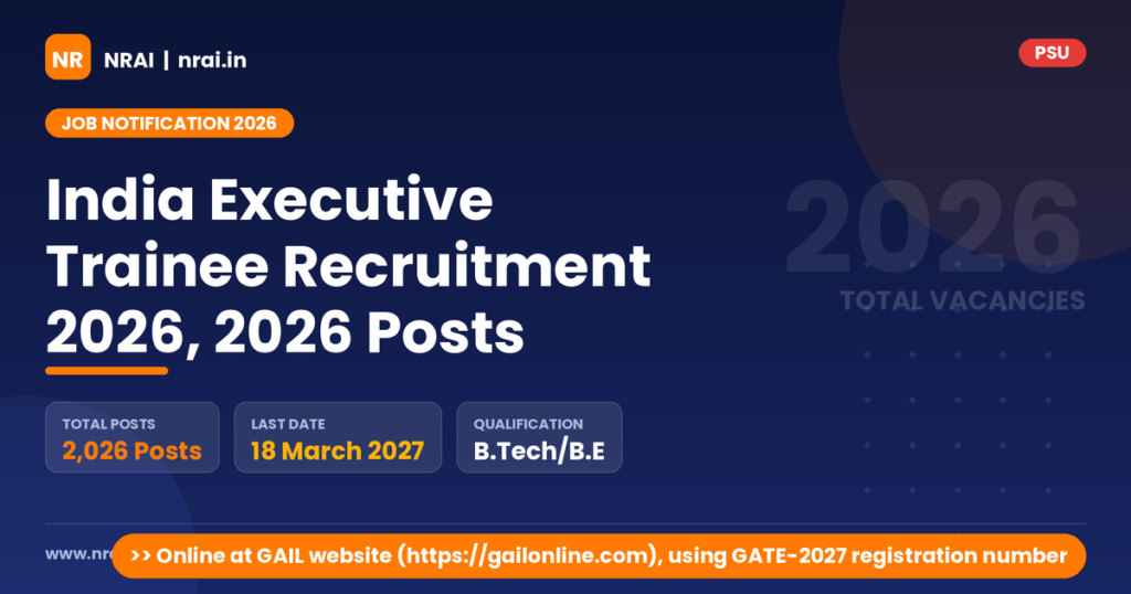 India Executive Trainee Recruitment 2026, 2026 Posts - NRAI nrai.in
