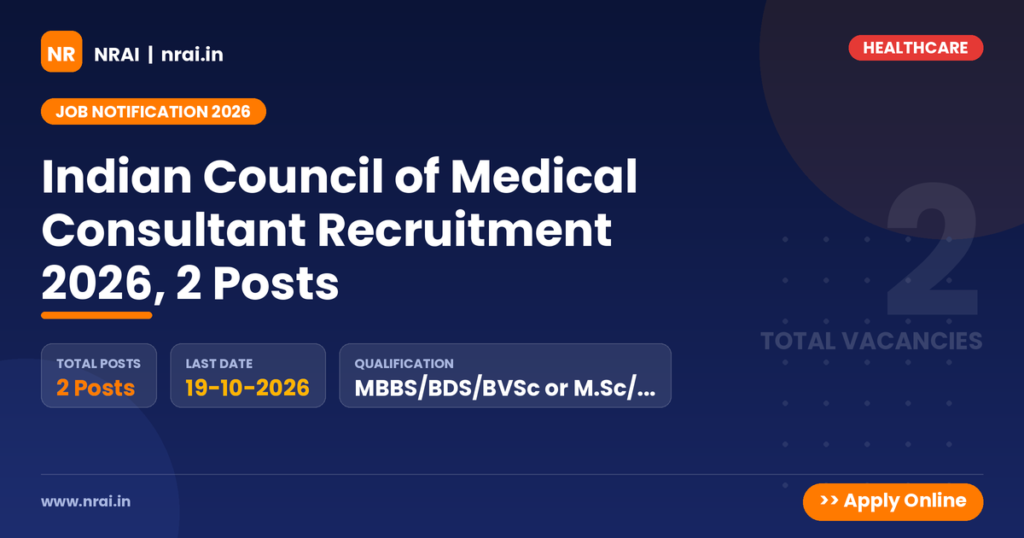 Indian Council of Medical Consultant Recruitment 2026, 2 Posts - NRAI nrai.in