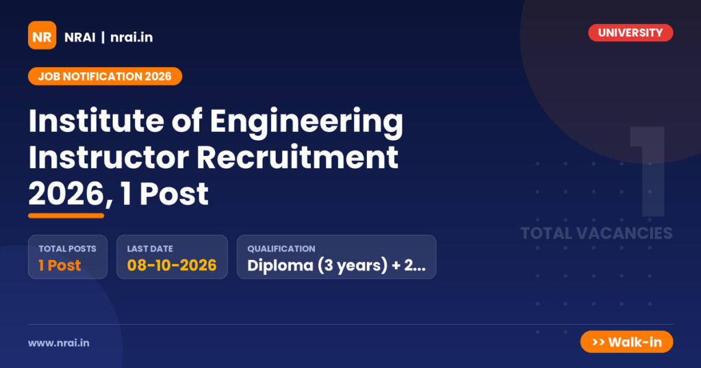 Institute of Engineering Instructor Recruitment 2026, 1 Post - NRAI nrai.in