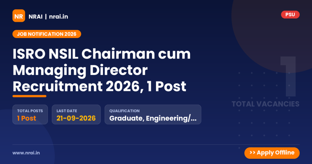 ISRO NSIL Chairman cum Managing Director Recruitment 2026, 1 Post - NRAI nrai.in