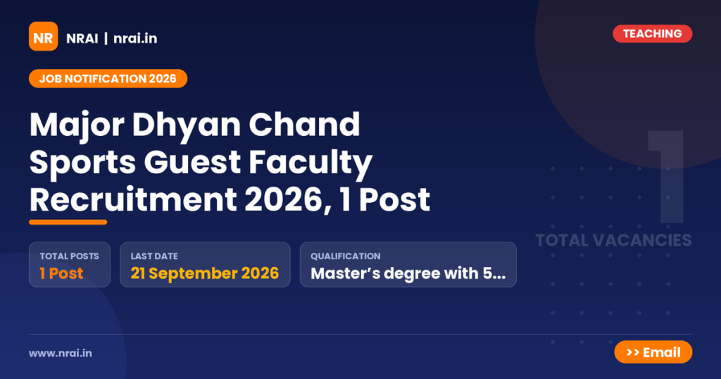 Major Dhyan Chand Sports Guest Faculty Recruitment 2026, 1 Post - NRAI nrai.in