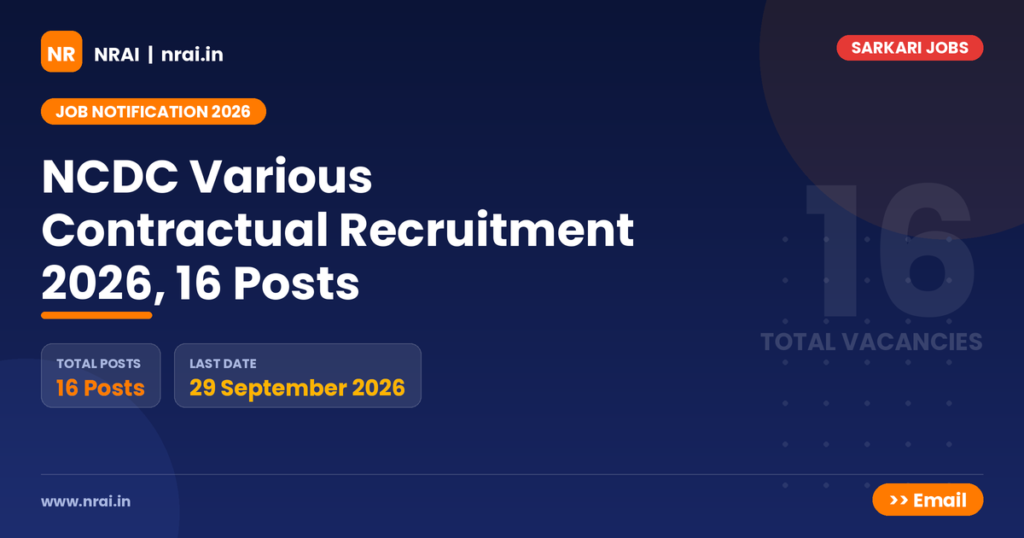 NCDC Various Contractual Recruitment 2026, 16 Posts - NRAI nrai.in