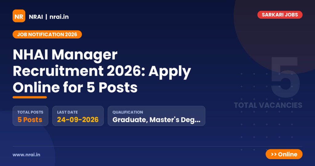 NHAI Manager Recruitment 2026: Apply Online for 5 Posts - NRAI nrai.in