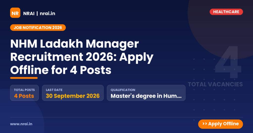 NHM Ladakh Manager Recruitment 2026: Apply Offline for 4 Posts - NRAI nrai.in