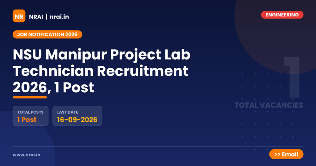 NSU Manipur Project Lab Technician Recruitment 2026, 1 Post - NRAI nrai.in