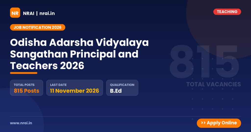 Odisha Adarsha Vidyalaya Sangathan Principal and Teachers 2026 - NRAI nrai.in