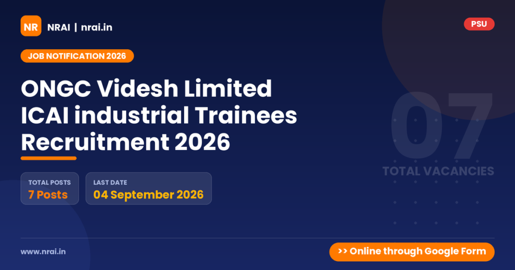 ONGC Videsh Limited ICAI industrial Trainees Recruitment 2026 - NRAI nrai.in