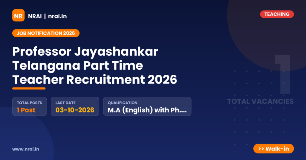 Professor Jayashankar Telangana Part Time Teacher Recruitment 2026 - NRAI nrai.in