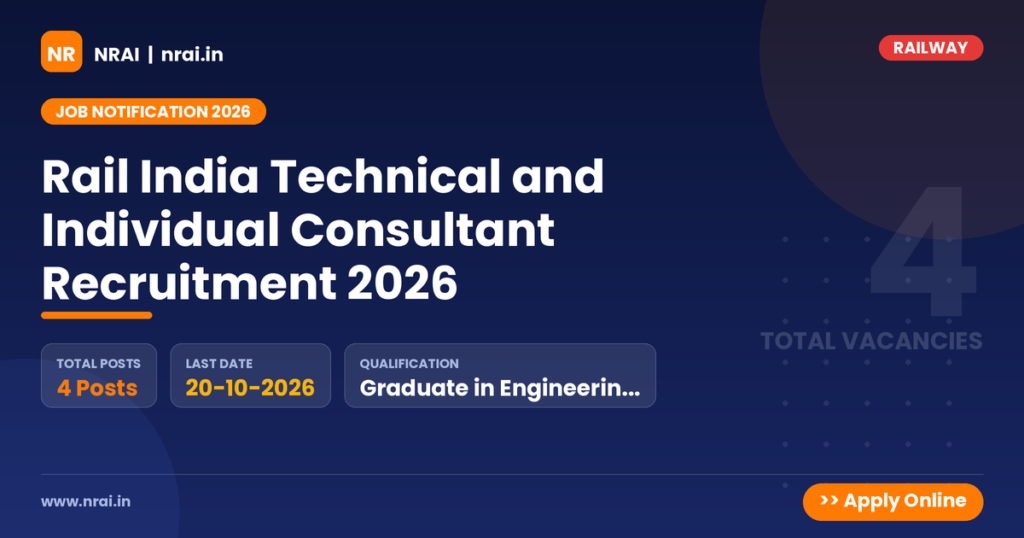 Rail India Technical and Individual Consultant Recruitment 2026 - NRAI nrai.in