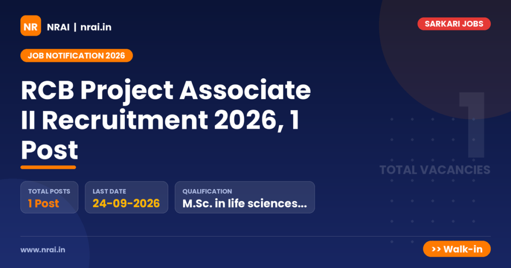 RCB Project Associate II Recruitment 2026, 1 Post - NRAI nrai.in