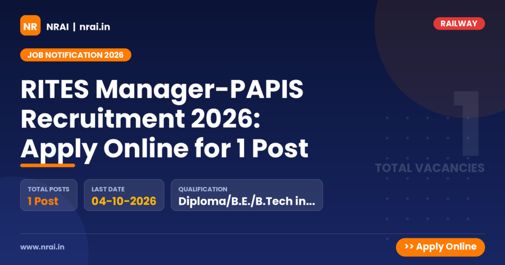 RITES Manager-PAPIS Recruitment 2026: Apply Online for 1 Post - NRAI nrai.in