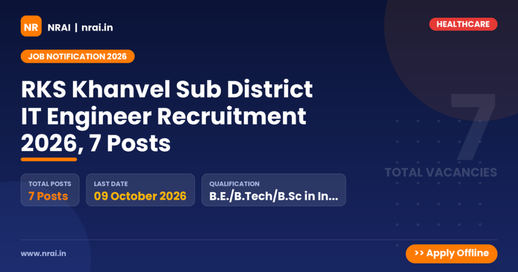 RKS Khanvel Sub District IT Engineer Recruitment 2026, 7 Posts - NRAI nrai.in