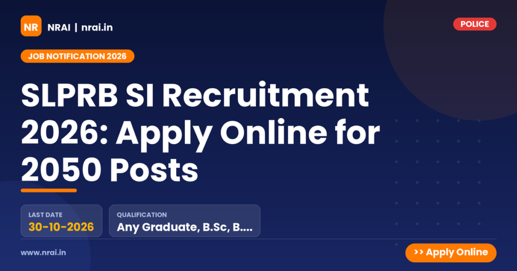 SLPRB SI Recruitment 2026: Apply Online for 2050 Posts - NRAI nrai.in