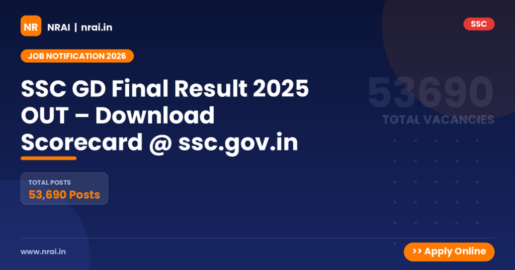 SSC GD Final Result 2025 OUT – Download Scorecard @ ssc.gov.in - NRAI nrai.in