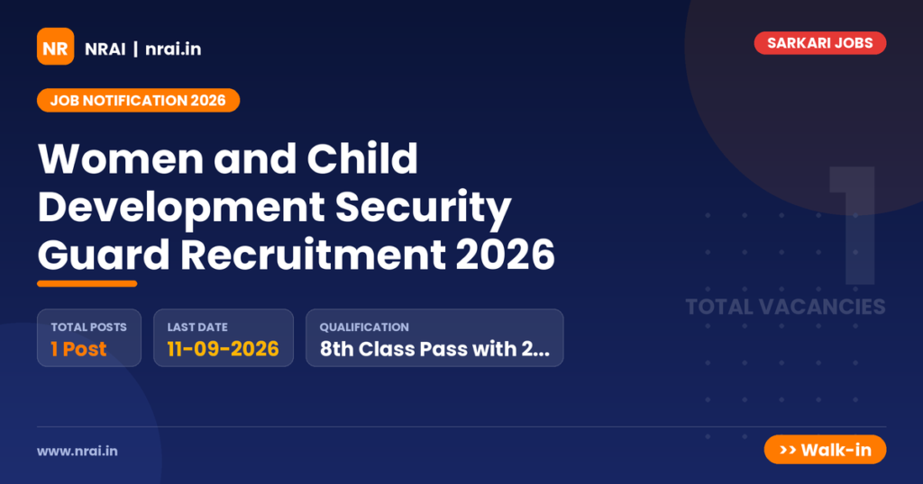 Women and Child Development Security Guard Recruitment 2026 - NRAI nrai.in