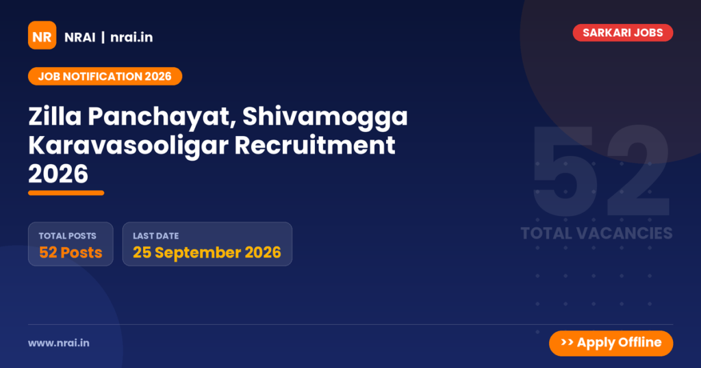Zilla Panchayat, Shivamogga Karavasooligar Recruitment 2026 - NRAI nrai.in
