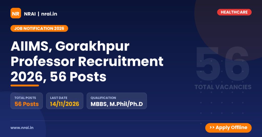 AIIMS, Gorakhpur Professor Recruitment 2026, 56 Posts - NRAI nrai.in