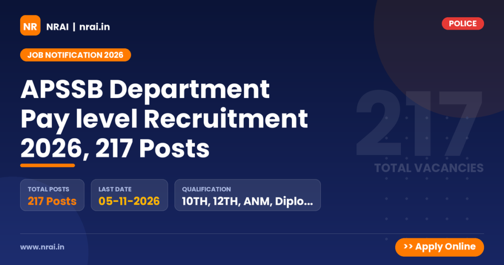 APSSB Department Pay level Recruitment 2026, 217 Posts - NRAI nrai.in