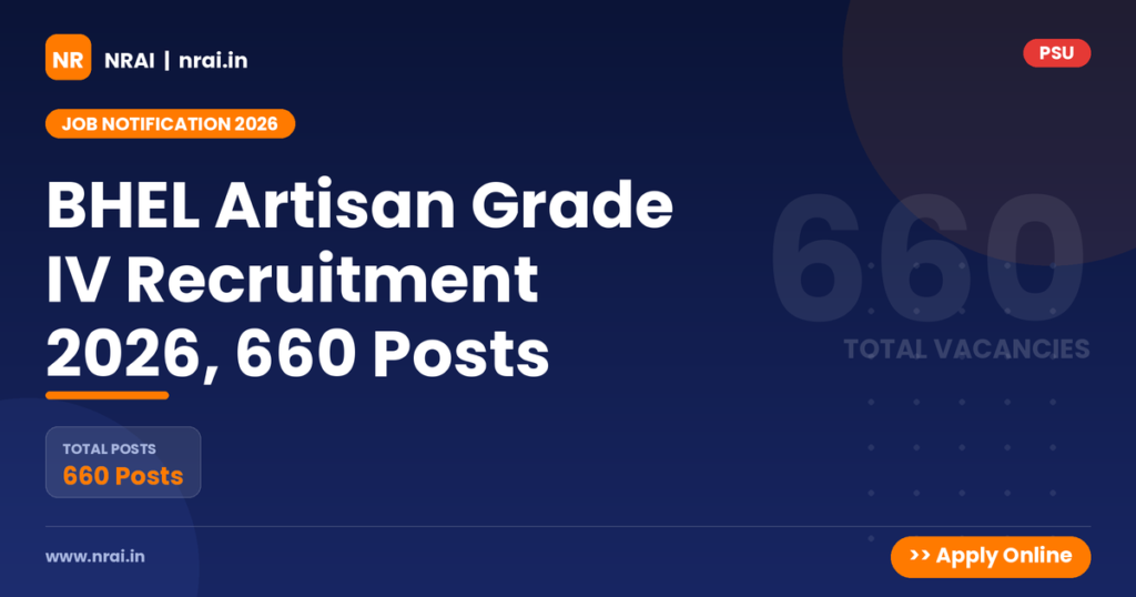 BHEL Artisan Grade IV Recruitment 2026, 660 Posts - NRAI nrai.in