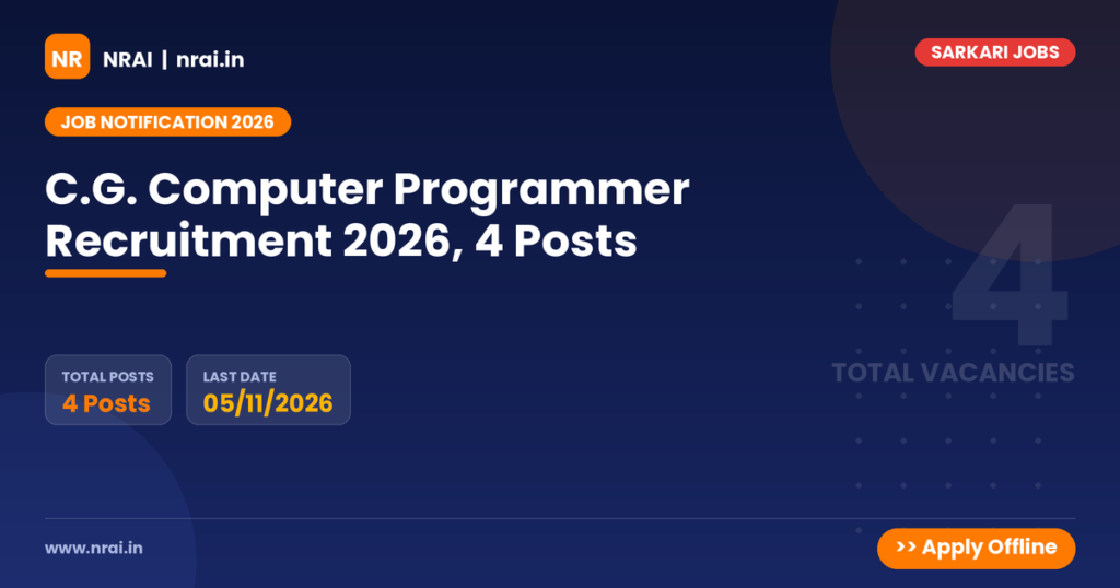 C.G. Computer Programmer Recruitment 2026, 4 Posts - NRAI nrai.in