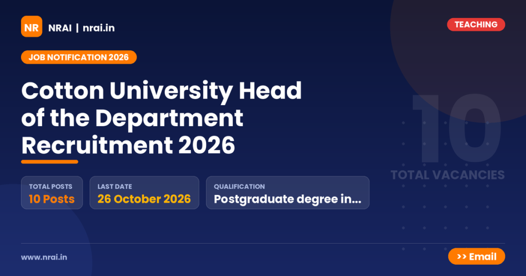 Cotton University Head of the Department Recruitment 2026 - NRAI nrai.in