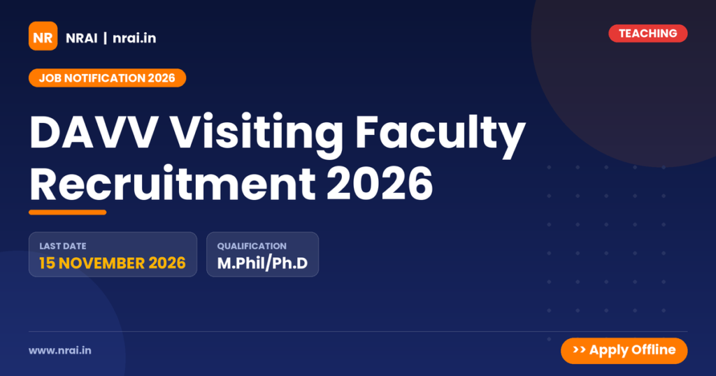 DAVV Visiting Faculty Recruitment 2026 - NRAI nrai.in